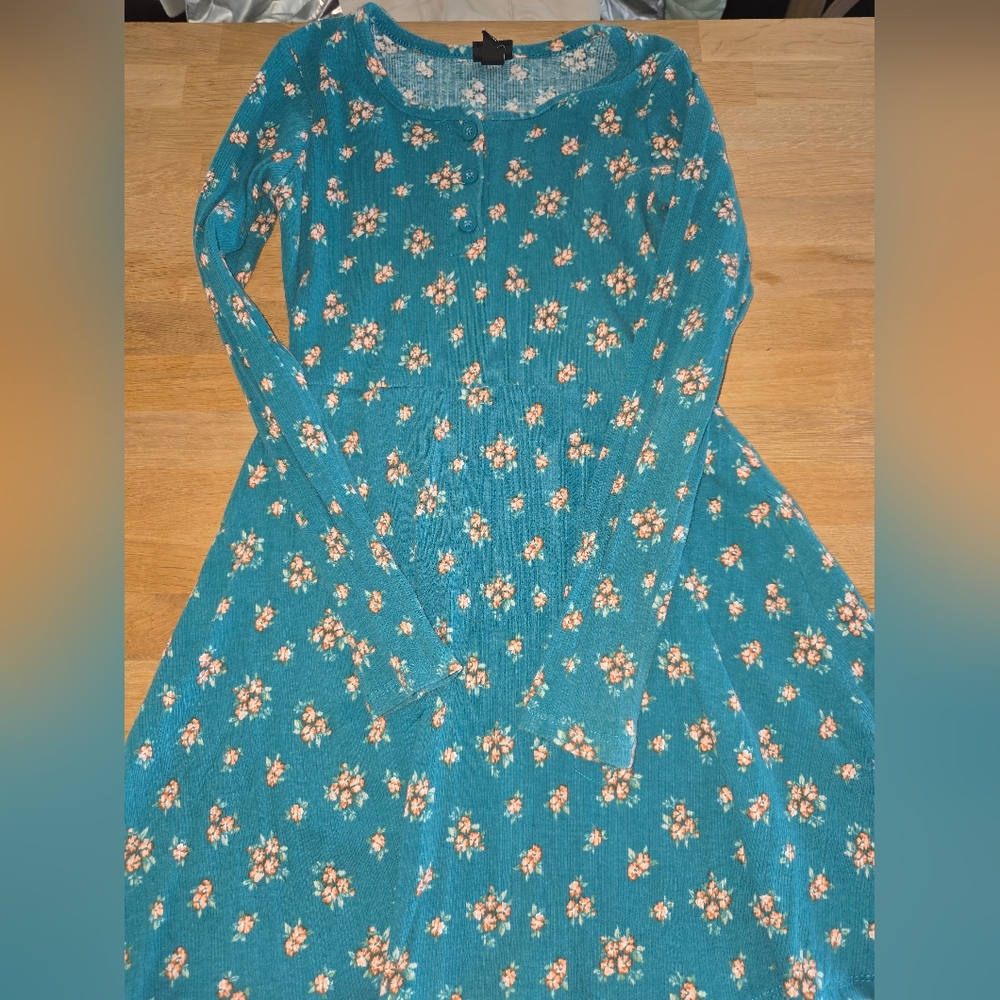 Art Class target Teal Floral Dress Size Medium 7/8 NWOT